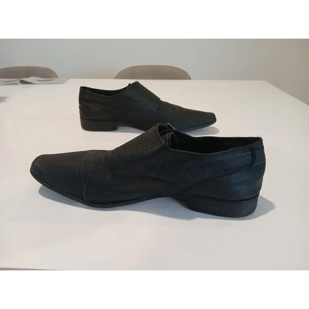 Calvin Klein Mens Butler Black Leather Monk Strap Dress Shoes Size 13